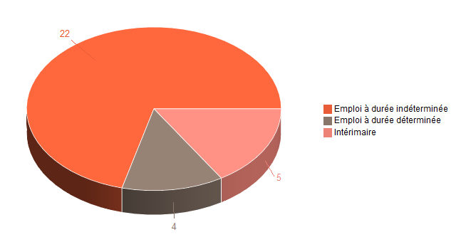 Pie chart of V2ContratDeTravg